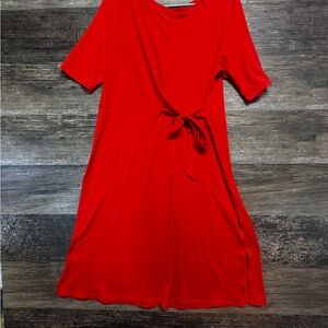 Cuddl Duds Vibrant Red Soft Tshirt Tie Front Dress